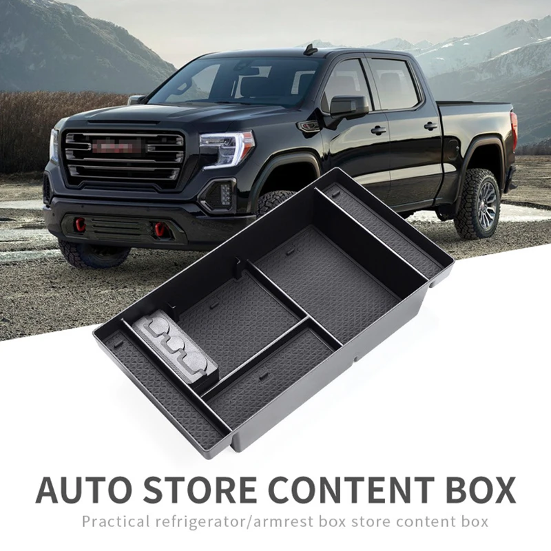 

Car Center Console Armrest Storage Box For GMC Sierra Chevy Silverado 2019 - 2023 Central Organizer Container Tray Accessories