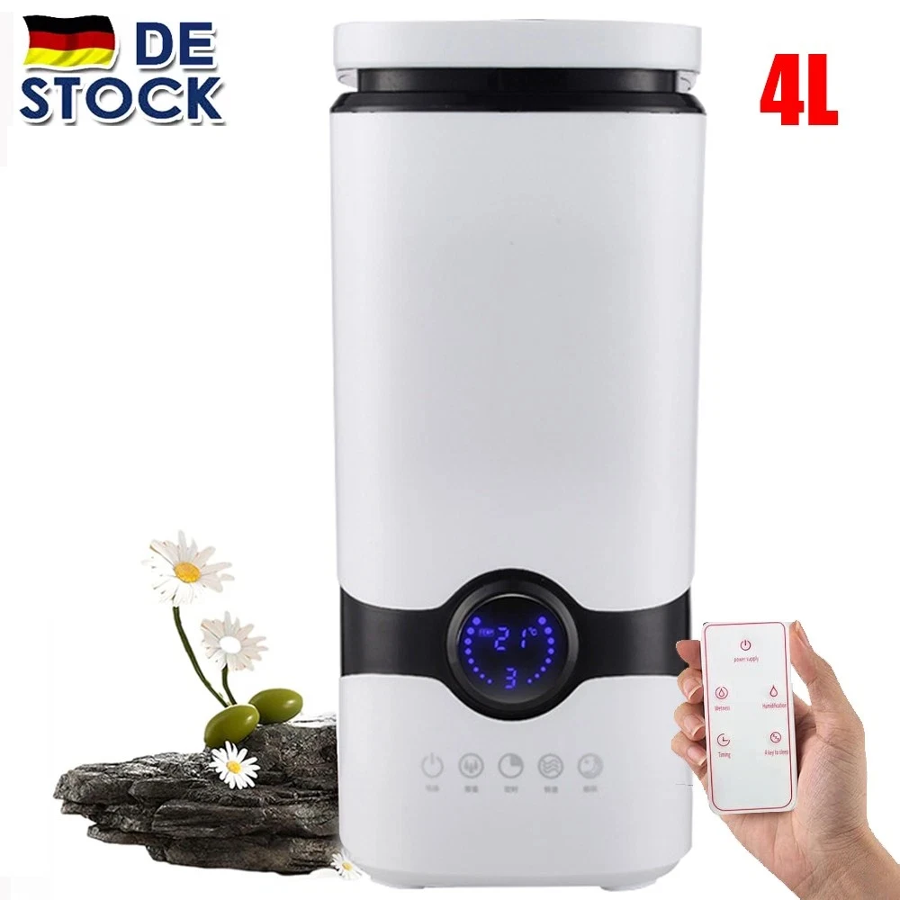 Elektrische luchtbevochtiger 4L capaciteit Afstandsbediening Luchtreiniger Mistmaker Intelligent touchscreen Mistaanpassing op 3 niveaus 220V