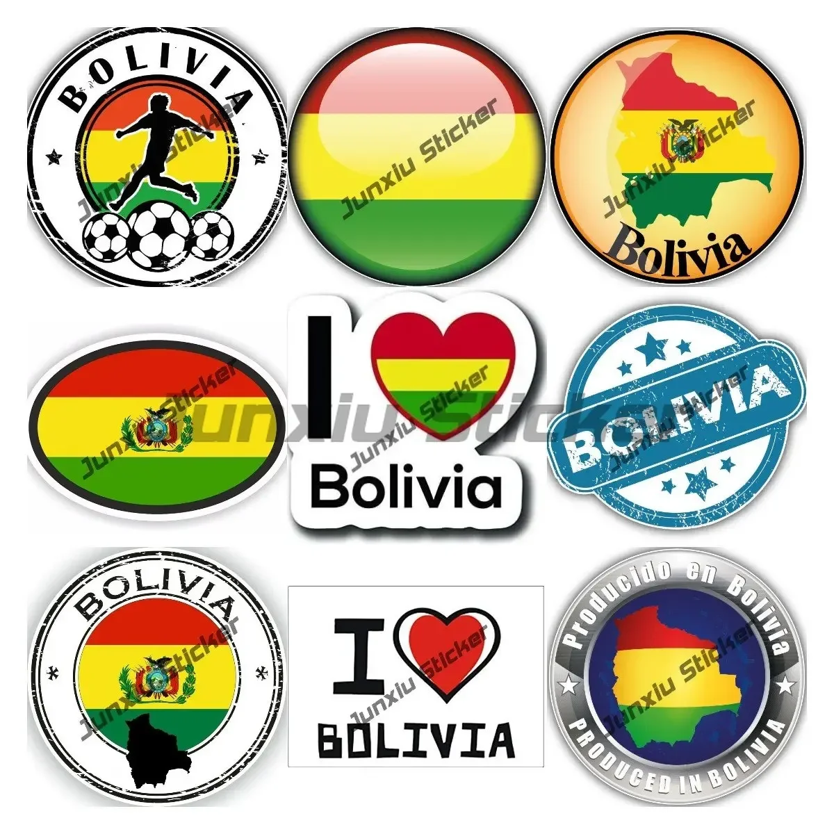 Bolivia Flag Emblem Stickers Seal Sticker of Bolivia Stamp Country Code BOL Oval Decal with Flag MF Anti Scratch Exterior