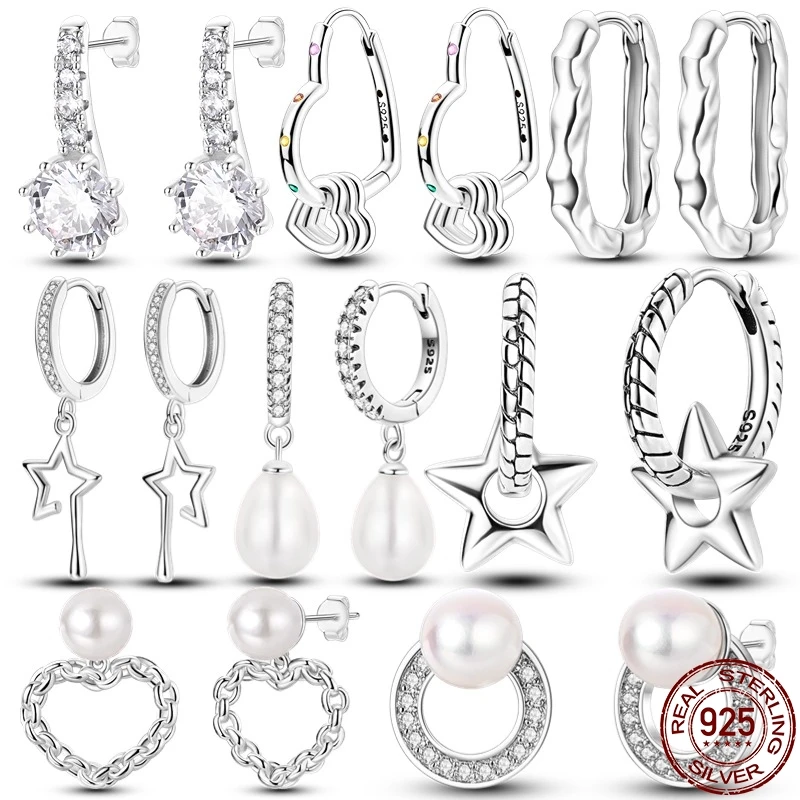 

New Original S925 Sterling Silver Sparkling Drop Pearl For Women Simple Earring 2024 Trending Fashion Jewelry Birthday Gift Hot