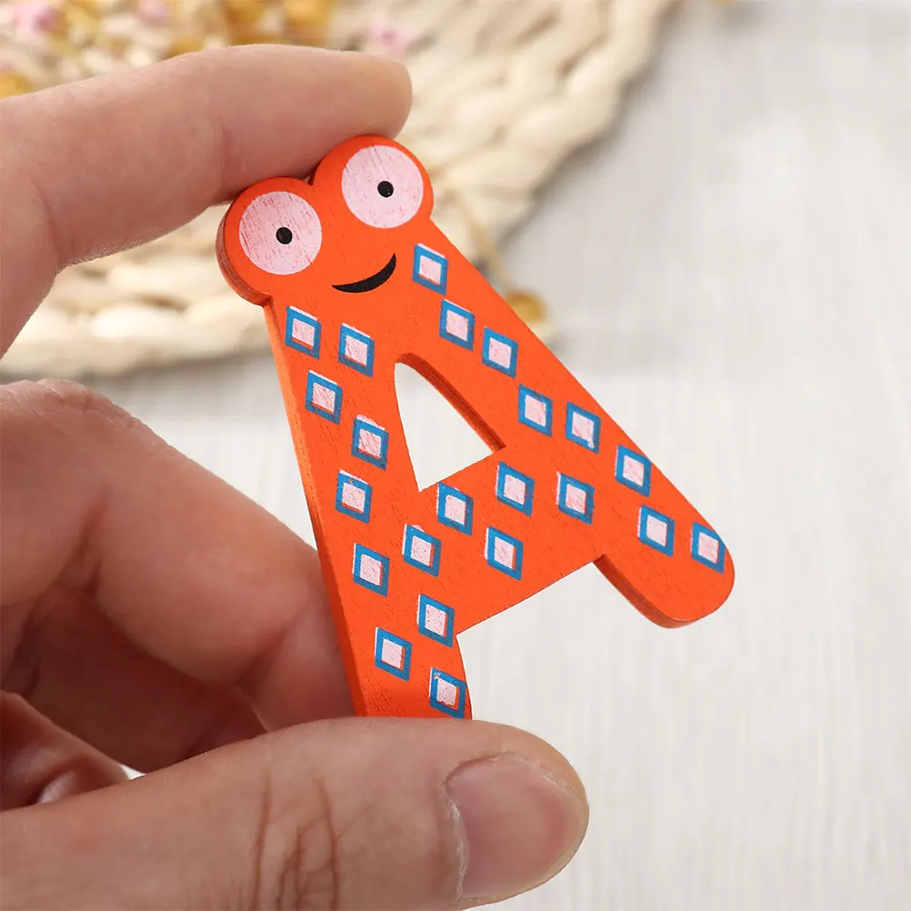 

26 Pcs Magnetic Alphabet Fridge Magnets Wooden Letters Kids Learning Toys Cartoon Office Decor Stickers Refrigerator