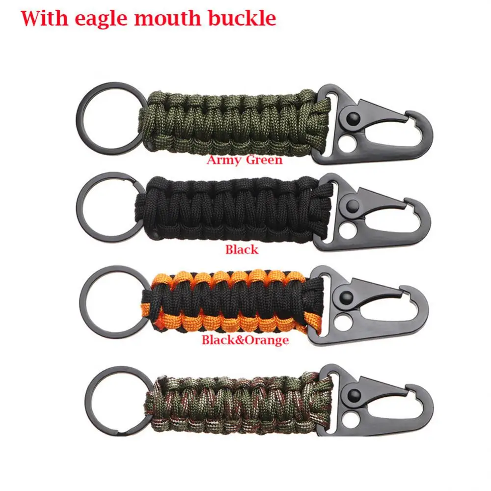 Outdoor Keychain Ring Camping Carabiner Military Paracord Cord Rope Camping Survival Kit Emergency Knot Bottle Opener Tools