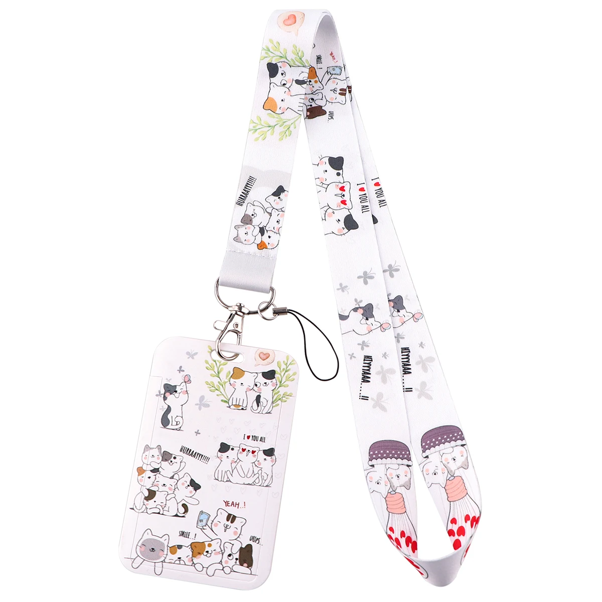 

Ransitute R3033 Cute Cat Personality ID Card Holder Bus Card Holder Staff Card Lanyard For Keys Phone DIY Hang Rope Gifts