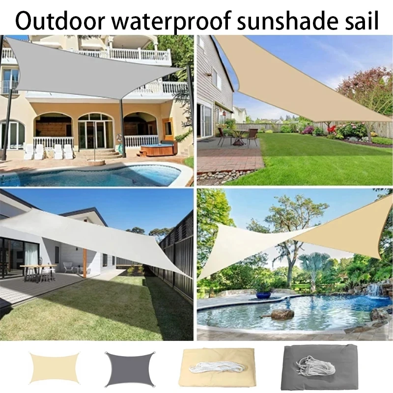 Outdoor Awnings Waterproof Sun Shade Sail Garden Canopi For Terrace Car Canvas Awning Rectangle Pool Sun-Shelter Sunshade Sail