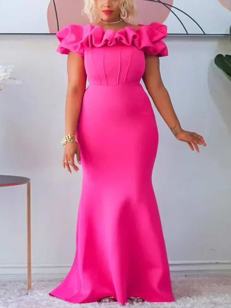 

Элегантные женские длинные вечерние платья с рюшами и открытыми плечами, облегающее белое платье Mermiad, официальное женское платье для гостей свадьбы