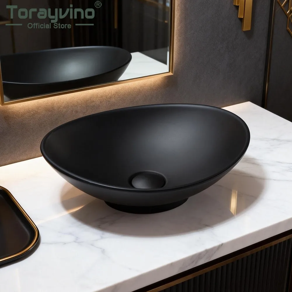Torayvino Bathroom Sink Artificial Stone Multiple Style Above Counter Vessel Vanity Washroom Basin Sinks with Drain Combo