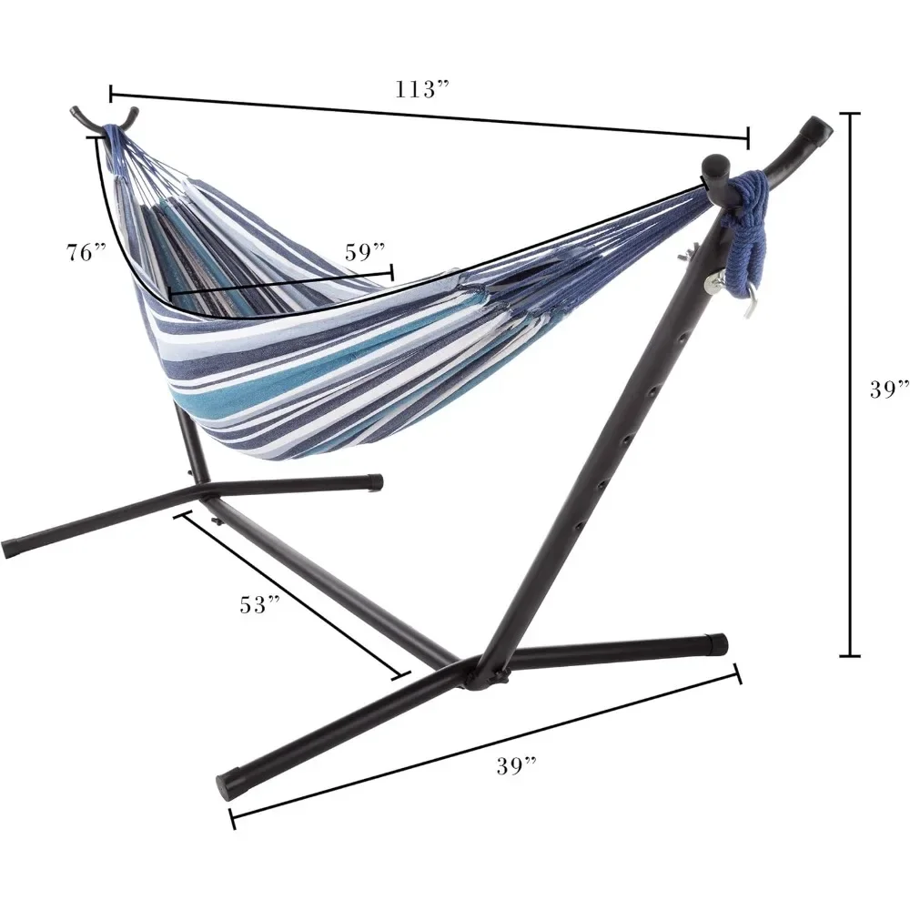 Double Stand, Blue Brazilian Hammock, Multi-Colored|