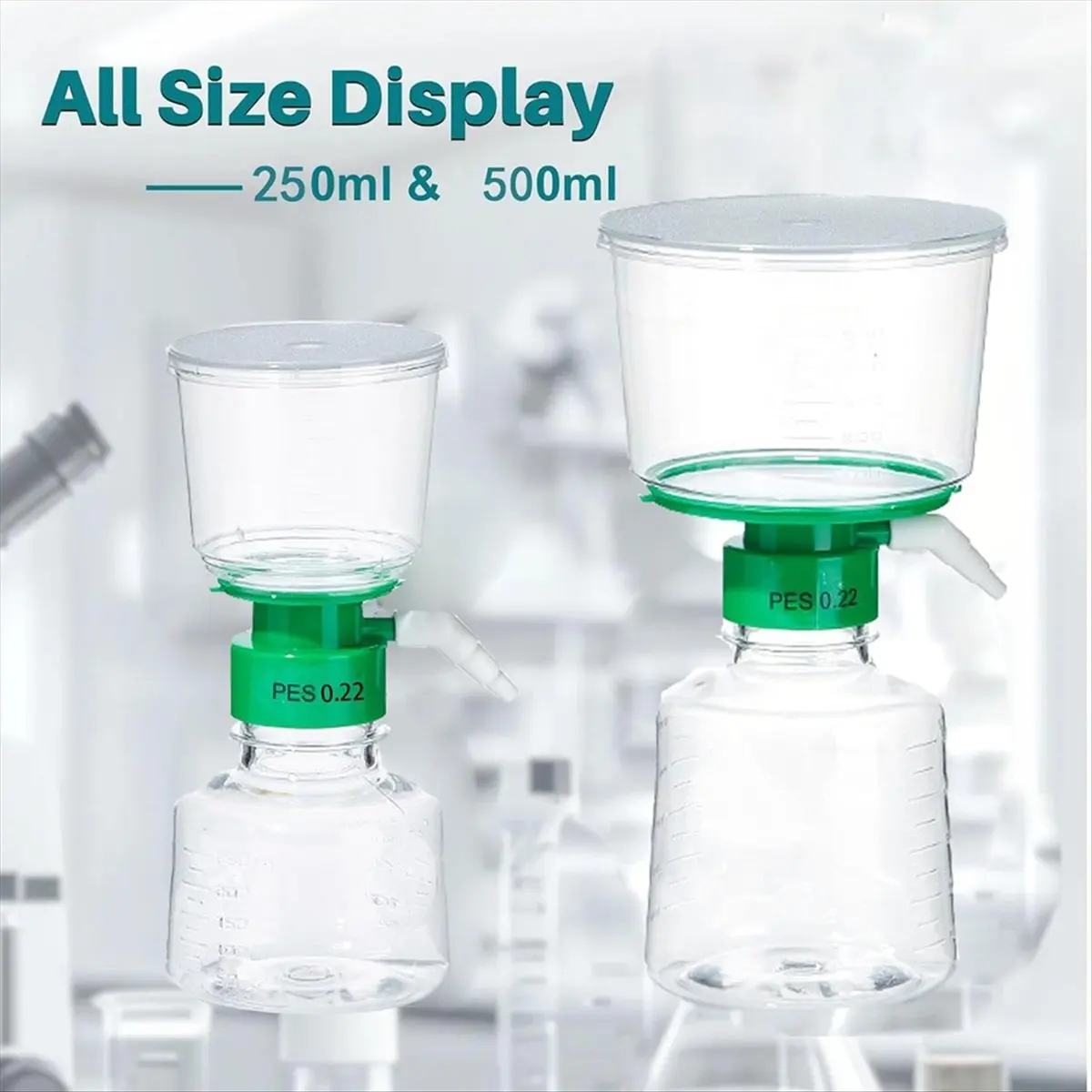 BHBL 500ml Vacuum Filter Units - PES Bottle Top Vacuum Filter 0.22μm, Individually Wrapped,Pack of 1 A