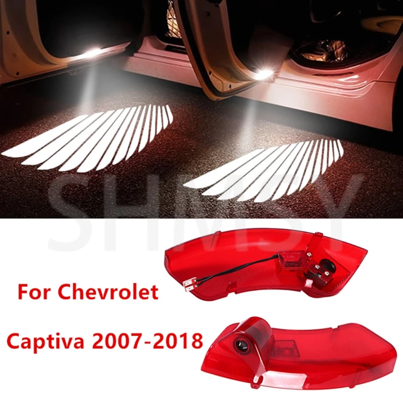 2Pcs Car Door Welcome Atmosphere Lights Shadow Projector Courtesy Ghost Logo Lamp For Chevrolet Captiva C100 2007-- 2017 2018