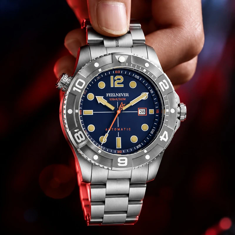 FEELNEVER Luxury Men's Automatic Watches Sapphire Glass Diver Men's Mechanical Wristwatch Stainless Steel Business Watch For Men