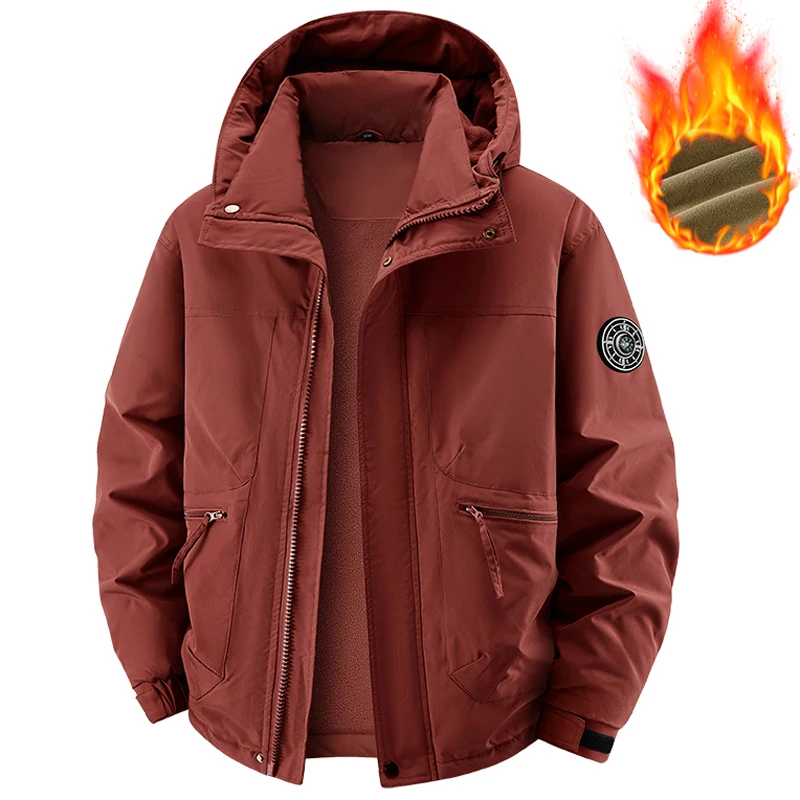 الرجال سترات سميكة الدافئة معطف مقنع النساء الصوف البضائع سترة عادية مبطن التنزه التخييم سترة الخريف الشتاء زوجين الملابس #3