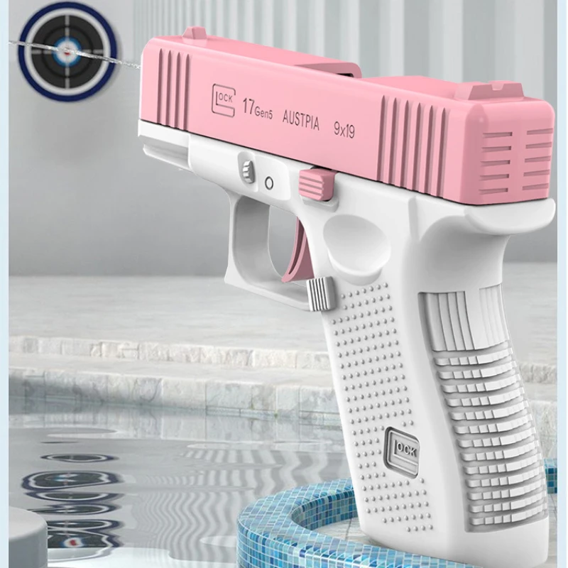 Water Gun Glock Pistol Shooting Toy Full Automatic Outdoor Beach Gun Summer Water Beach Toy forKids Boys Girls Adults