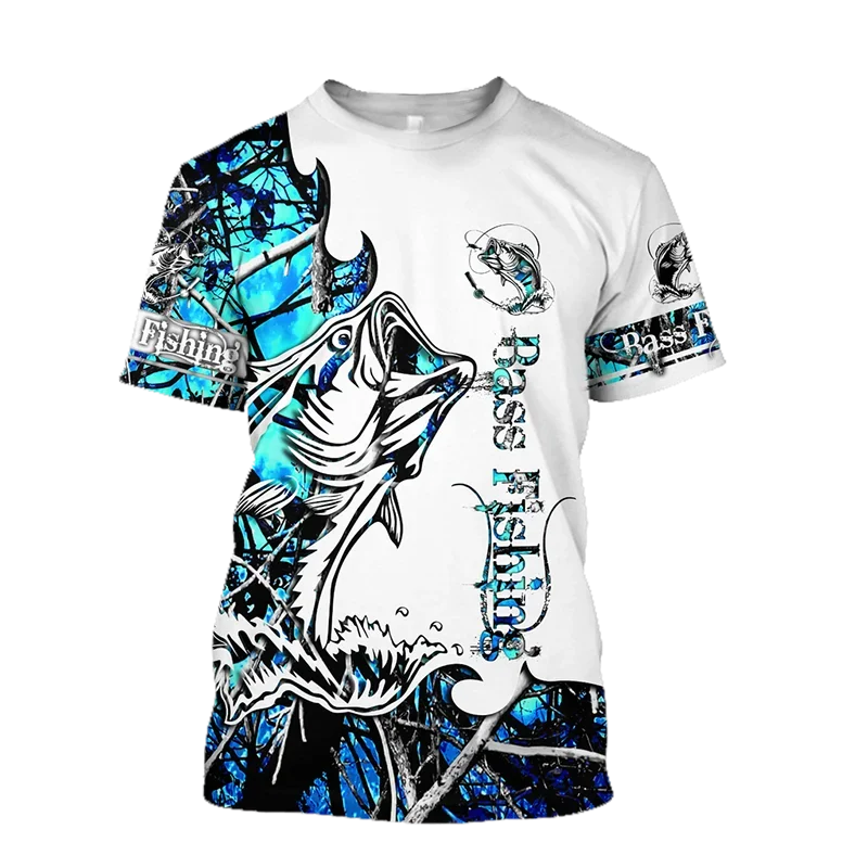 

New Summer Tide Go Fishing Pattern Men T-Shirts Casual 3D Print Tees Hip Hop Personality Round Neck Short Sleeve Tops