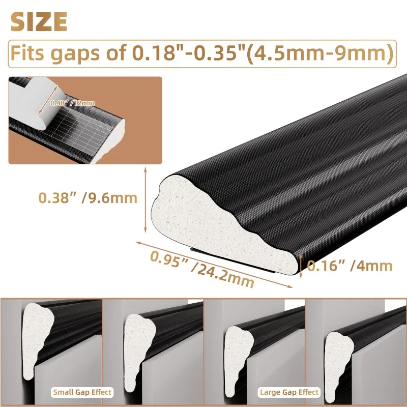 5M for Doors and Windows Self Adhesive PU Wedge Weather Stripping Tape Windproof Waterproof Soundproof Draft Stopper Seal Strip