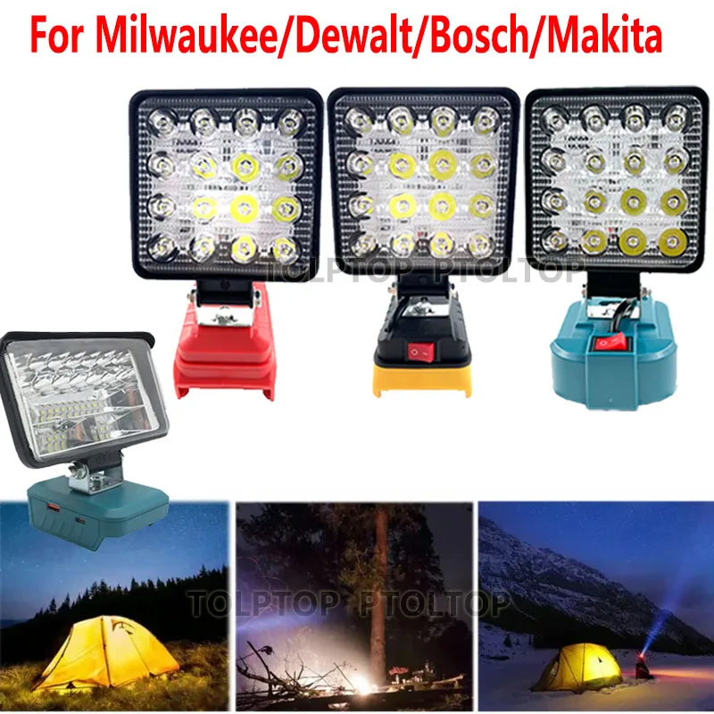 Lanterna Led para Exterior Iluminação de Acampamento Makita Dewalt Milwaukee Bosch Luz de Trabalho Bateria Li-ion 18v Novo