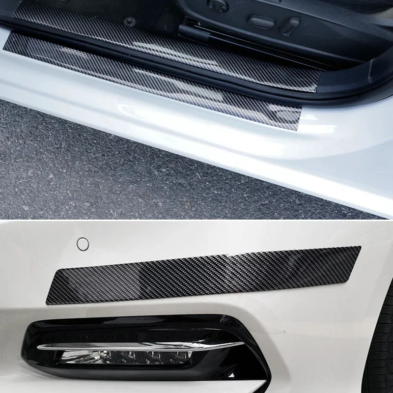 Car Stickers Anti Scratch Door Sill Protector Strip Carbon Fiber Car Threshold Protection Bumper Film Car Accessories