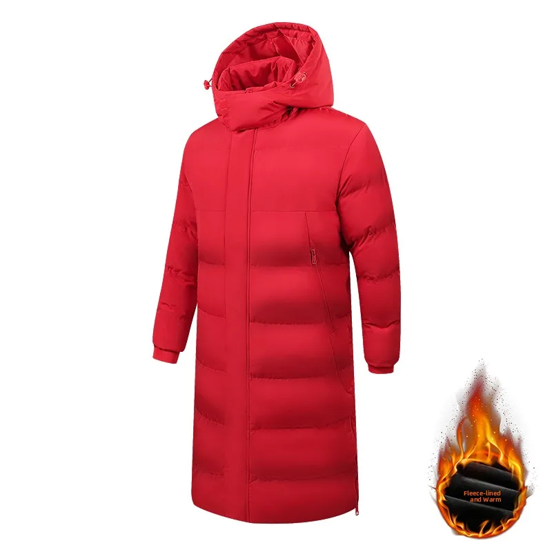 

Зимняя утепленная хлопковая куртка унисекс средней длины, теплая, красная, морозостойкая, для города, повседневная