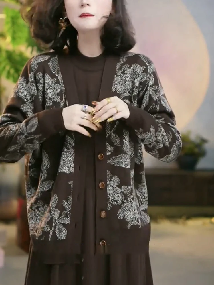 

Modern Sle Lazy Knitted Open Cardigan Spring 2025 plus Size Women's Clothing Meat Covering Top Korean Version Snow Dr