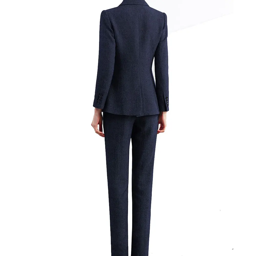 Customizable Herringbone Women's Blazer Suits 2 Piece Solid Work Pant for Women Business Office Lady Sets