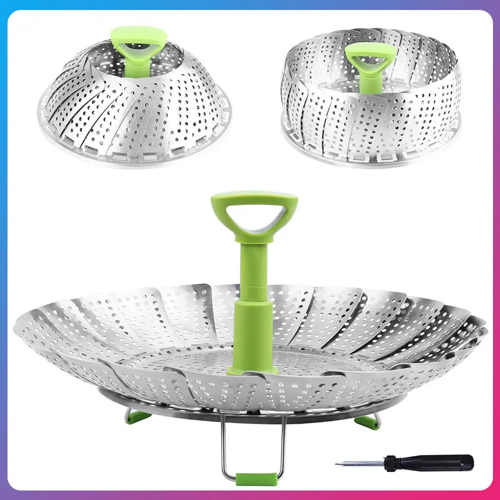 접이식 메쉬 스테인레스 스틸 김이 나는 바구니, 음식 야채 냄비 찜기, 확장형 주방 도구 바구니, 쿠커 냄비 용품, 9/11 인치 