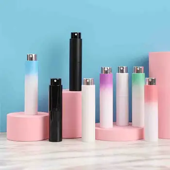그라디언트 컬러 향수 디펜서 병, 회전 휴대용 분배 스프레이 병, 메이크업 프레스 에센셜 오일 서브 병, 8ml 