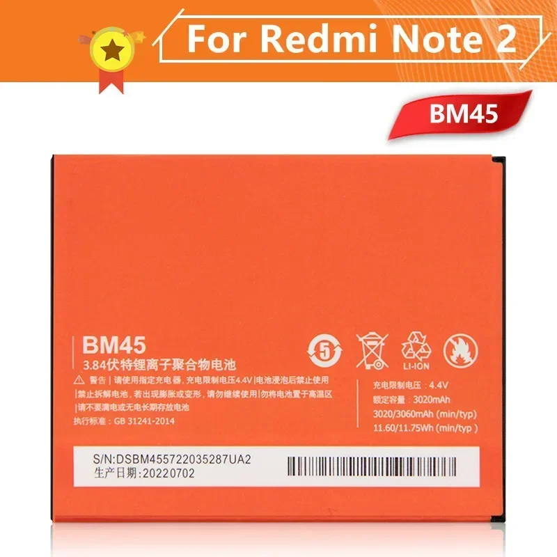

Production in 2024 Phone Battery BM45 3060mAh For Xiaomi Redmi Note 2 Note2 Redrice Note2 Replacement Battery Quality Batteries
