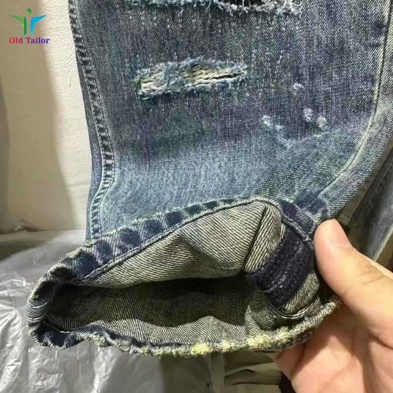 25SS Heavy Duty American Style Ripped Washed Blue Hip Hop Personalised Mens Womens High Quality Jeans