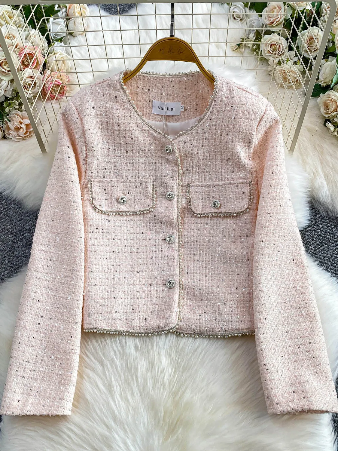 

Женская приталенная куртка с блестками, осенне-зимняя модная верхняя одежда High End Sensation ort на одной пуговице