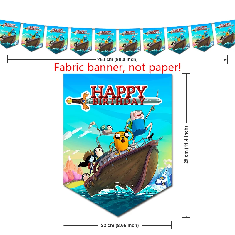 Adventure Time Birthday Party Decorations TV Show Baby First Theme Supplys Banner Cups Plates for Kids