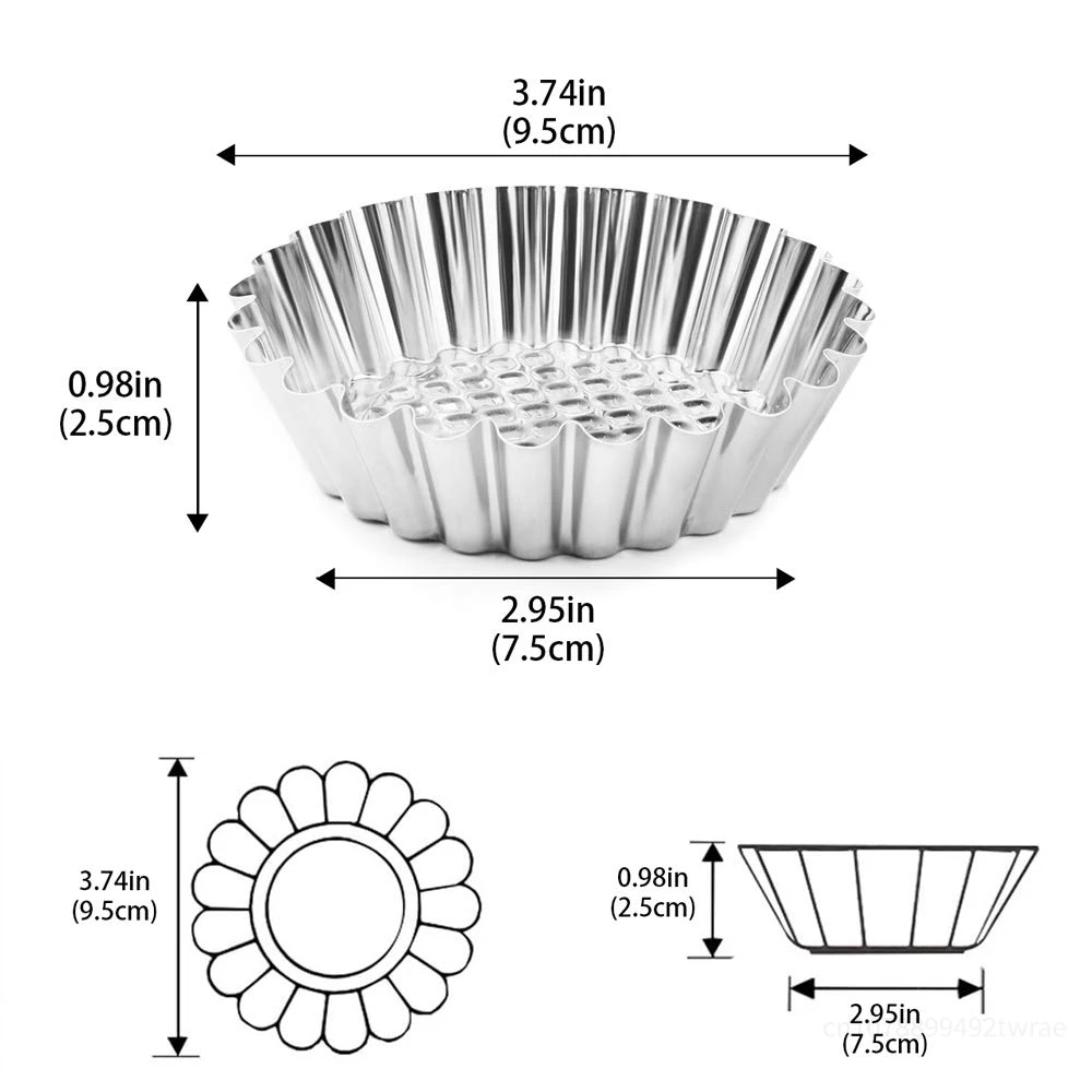 5Pcs/Set Egg Tart Mold Reusable Stainless Steel Mini Tart Pan Mold Tartlet Cupcake Baking Cookie Mold Baking Tools Accessories