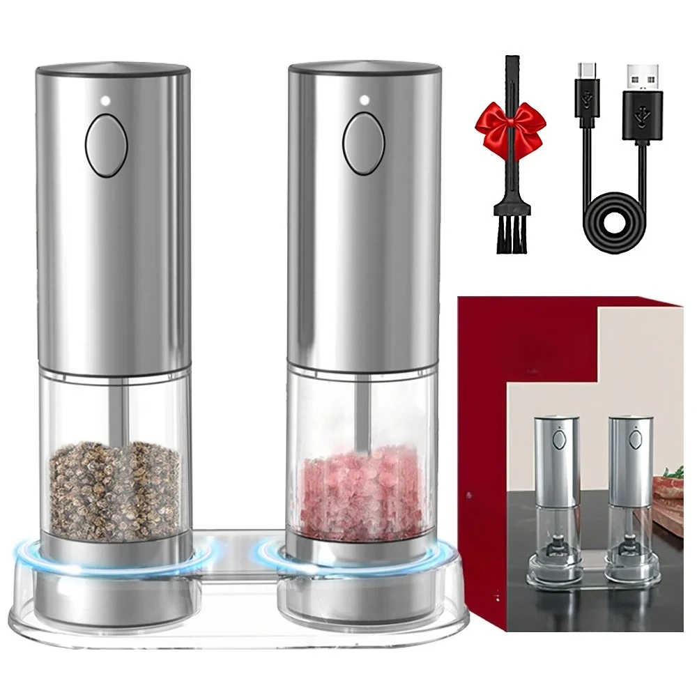 

Customizable Electric Pepper Grinder Stainless Steel Salt And Adjustable Coarseness Spice Mill Pepper Grinder USB Rechargeable