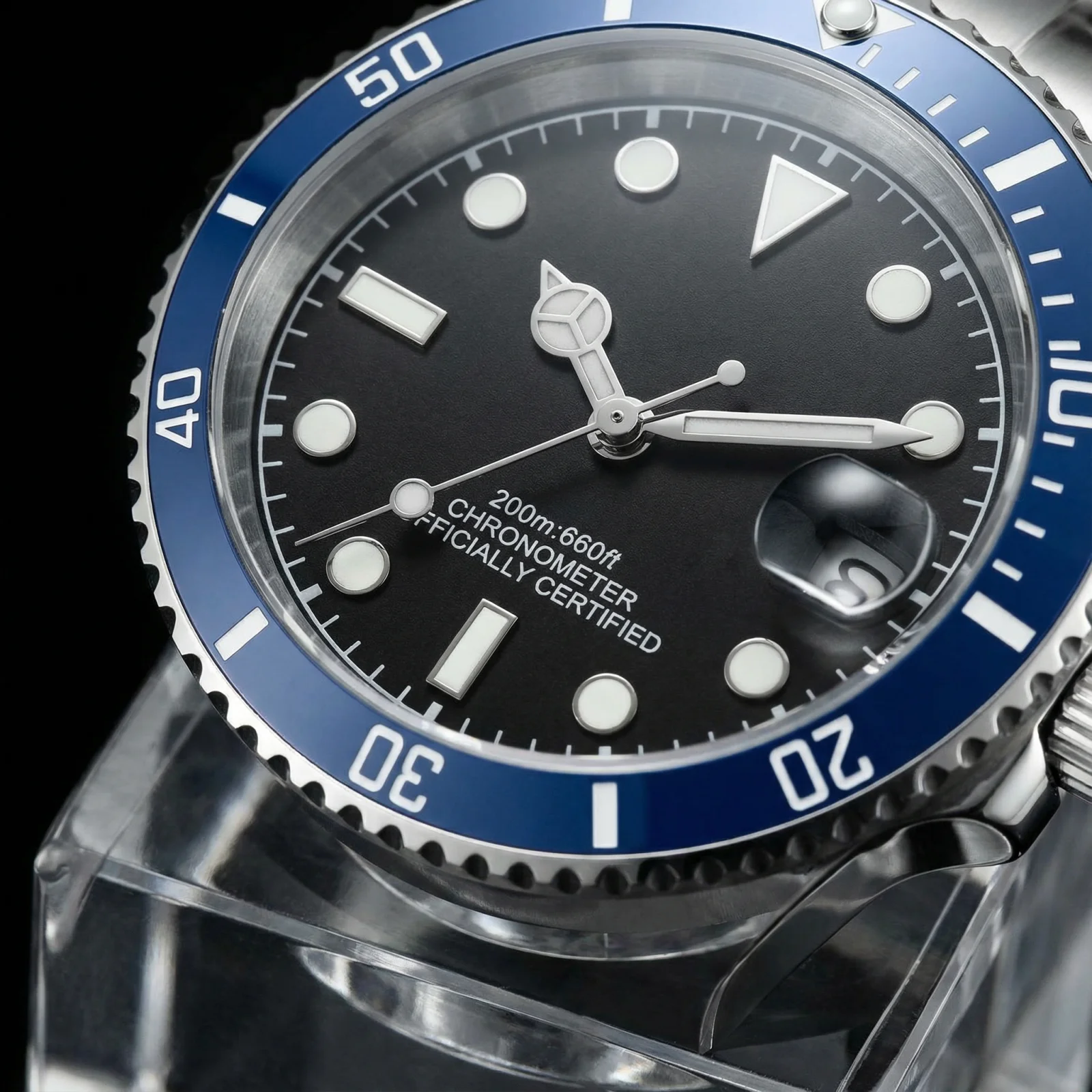 DIY Custom Men Sterile Watch 40MM PT5000 DG2813 MIYOTA 8215 Mechancial Wristwatch Ceramic Bezel 120 Click Steel Dive Glide Strap