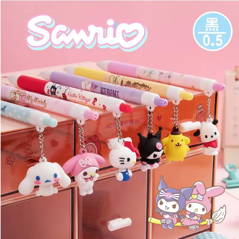 Anime Sanrio My Melody Cinnamon Pochacco Kuromi Toys Pendant Signing Pen Gel Pen Cute Cartoon Student Stationery Supplies Gifts