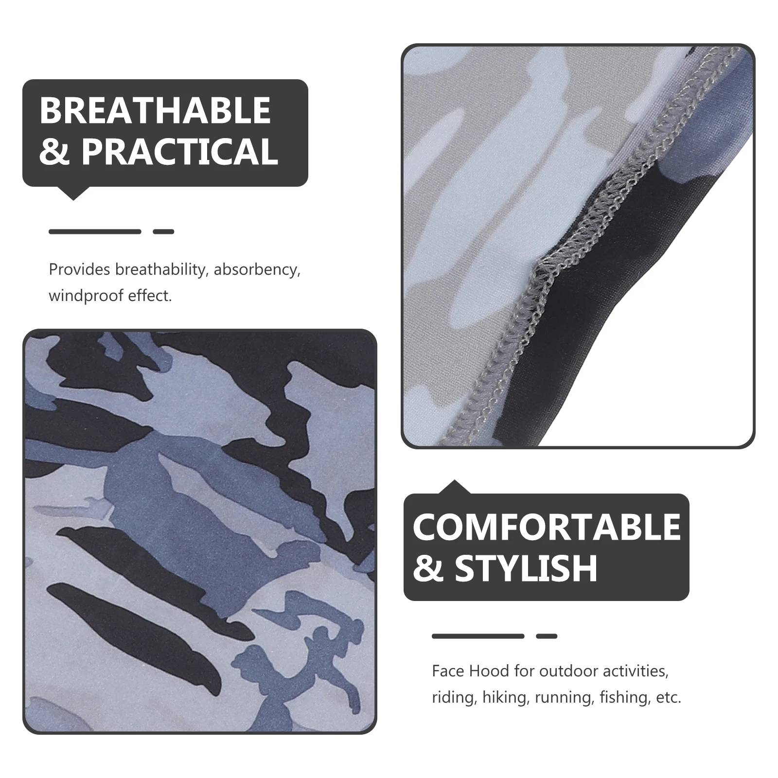 

2pcs UV Protection Face Towel Neck Gaiter Gray Cycling Protector Outdoor Hood Unisex Masks Breathable Windproof Reusable