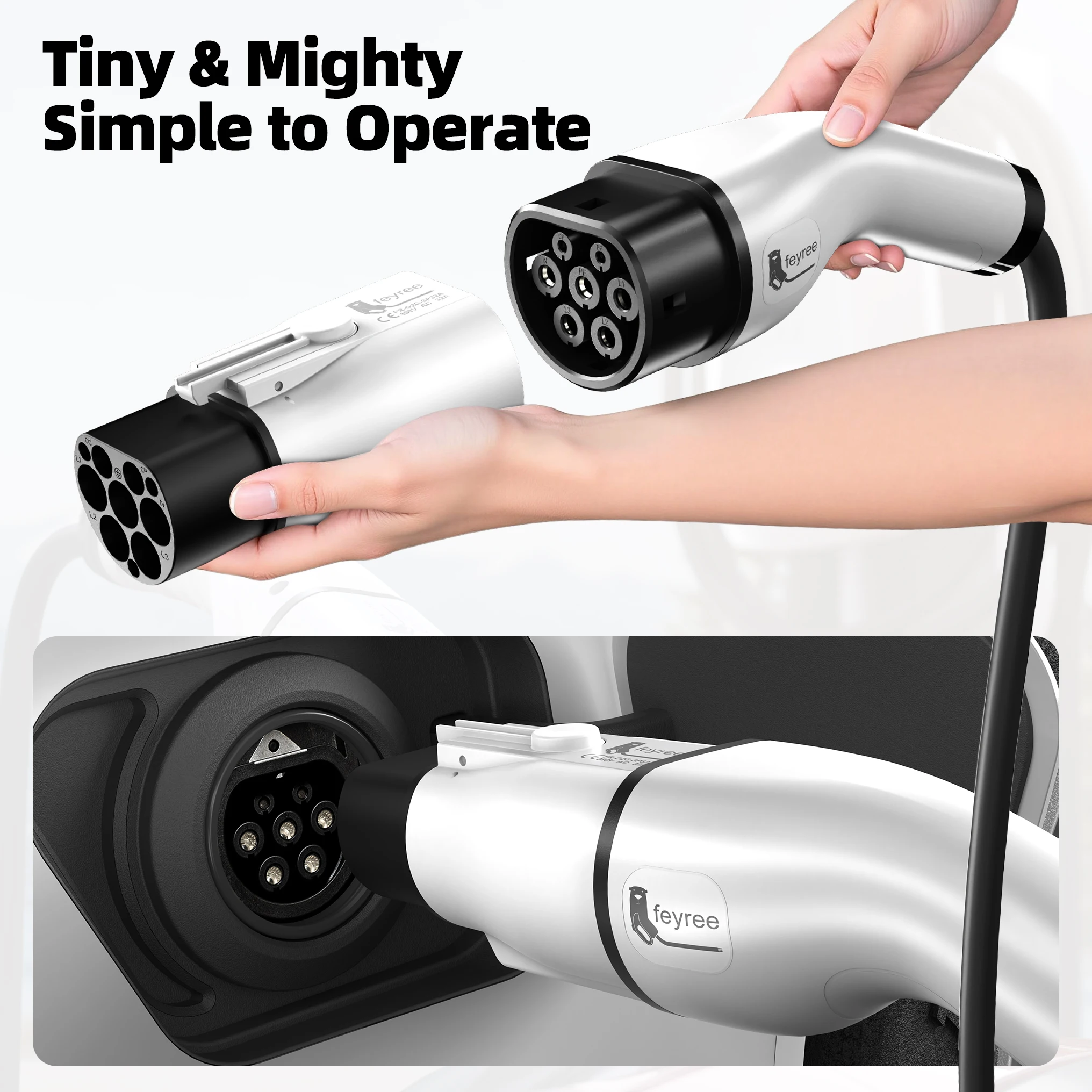 Адаптер зарядного устройства для электромобилей Feyree Type 2, конвертер IEC 62196-2 в ГБ/Т для стандартной зарядки электромобилей в Китае, разъем EV 16A 32A