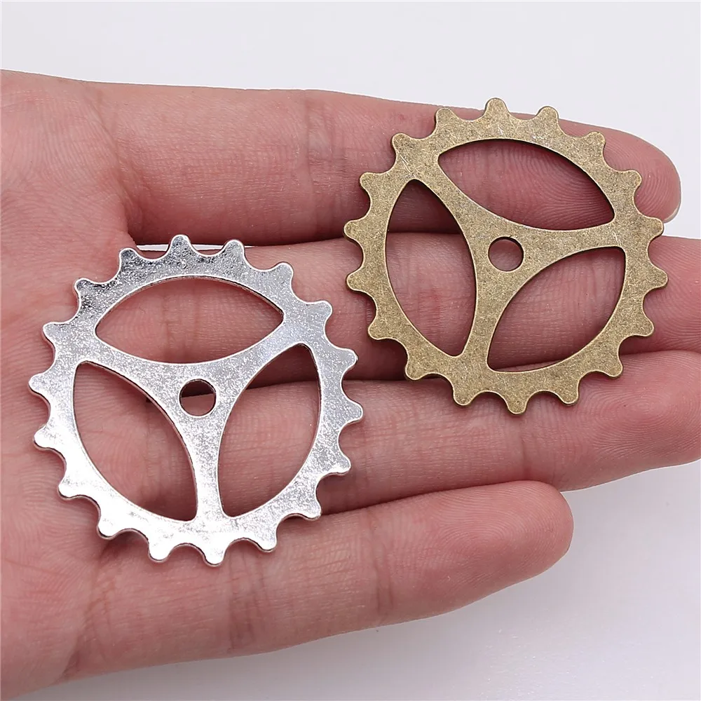 WYSIWYG 4 sztuk 40mm biegów Steampunk Charms wisiorek DIY ocena biżuteria 2 kolory antyczne srebro kolor antyczne odcień brązu — zdjęcie 7