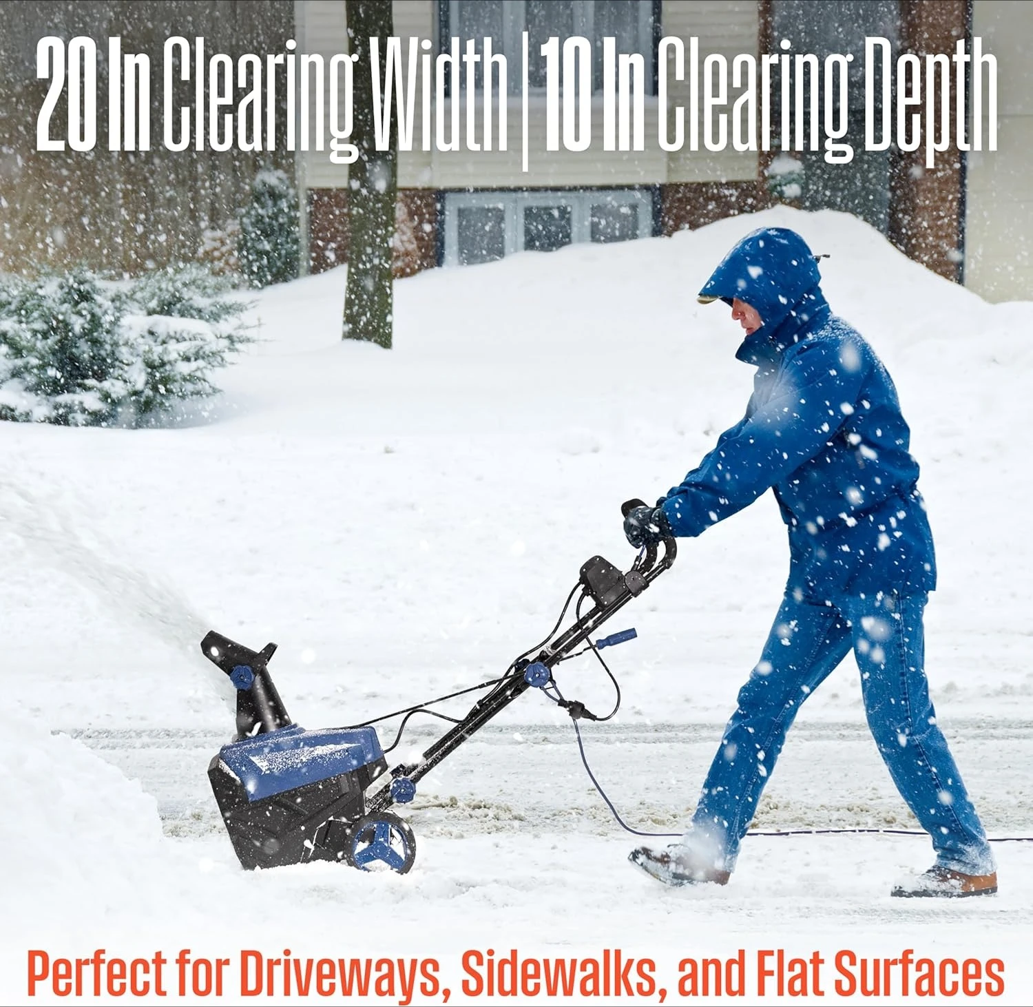 ZZH  Snow20 Corded Snow Blower 20 Inch, Steel Auger, Dual LED Lights, 1800 Watt Motor, Electric Snow Blower with 25ft Throwing