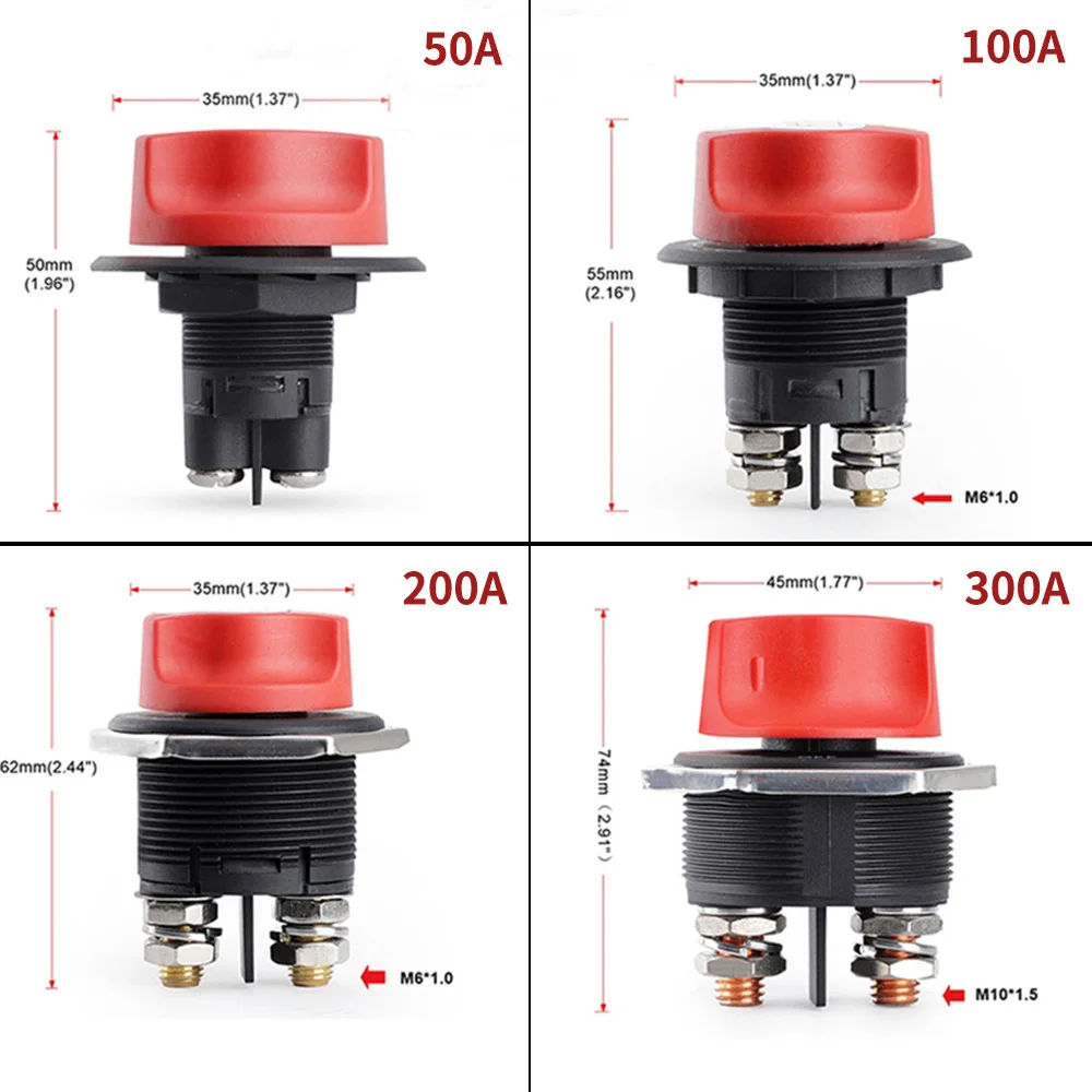 DaierTek 50A 100A 200A 300A 12V Car Battery Disconnect Switch Cut Off Isolator Switch For RV Motorcycle Truck