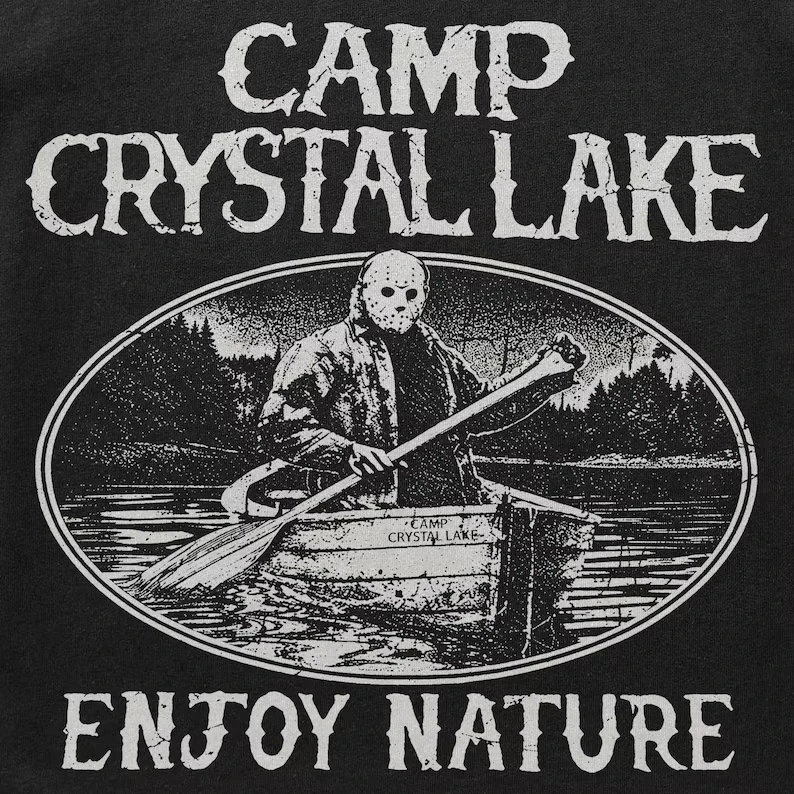 Crystal Lake Camping T-shirt Horror Movie Theme Lake Camping T-shirt  Unisex streetwear shirt  harajuku men clothing