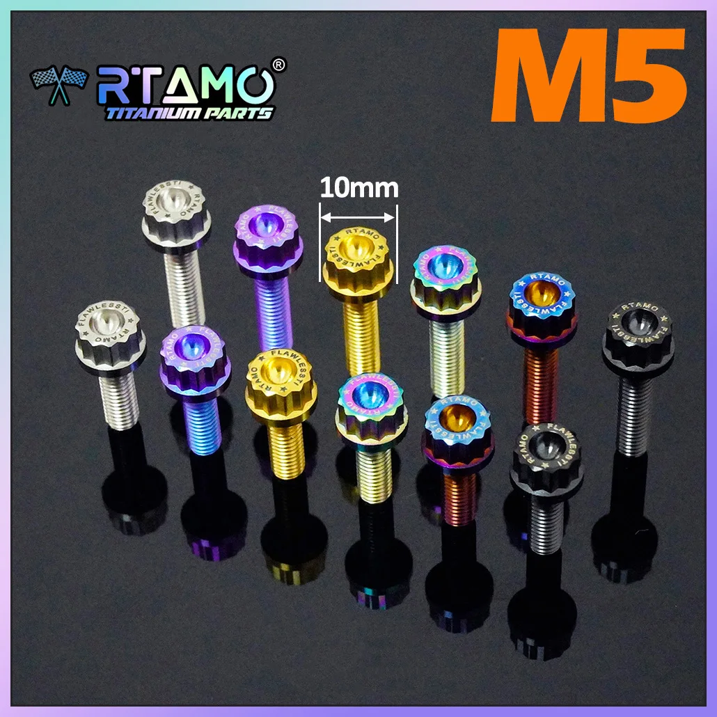 RTAMO M5X10/12/15/20mm Titanium Alloy Bolt 12 Points Anti-theft Screw High Strength for Bicycle Motorbike Accessories Fasteners