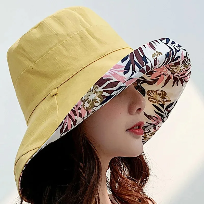 Sombrero con forma de cubo para mujer, sombrero de pescador panameño para las cuatro estaciones, ala grande, doble cara, Color sólido, visera, primavera y verano, 2025