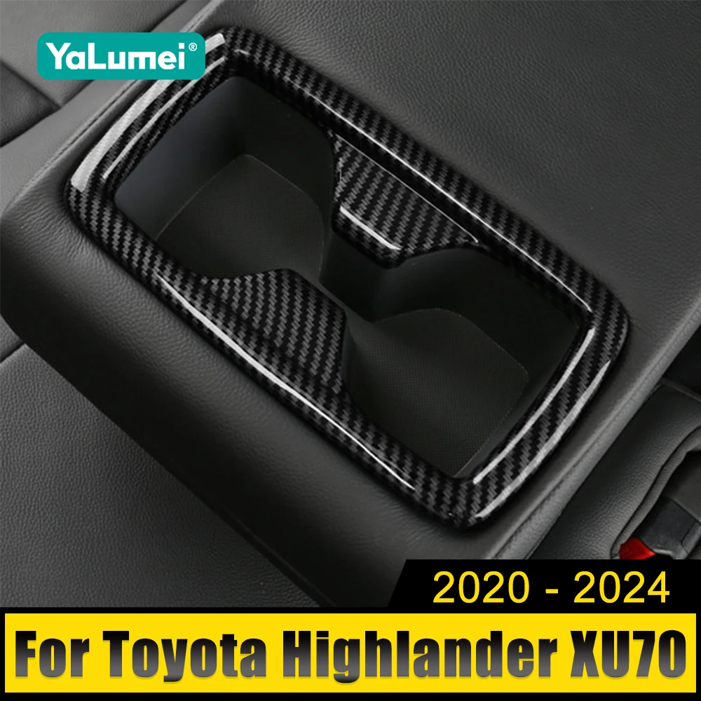 

For Toyota Highlander Kluger XU70 2020 2021 2022 2023 2024 Hybrid Car Seat Back Row Water Cup Holder Cover Frame Trim Sticker