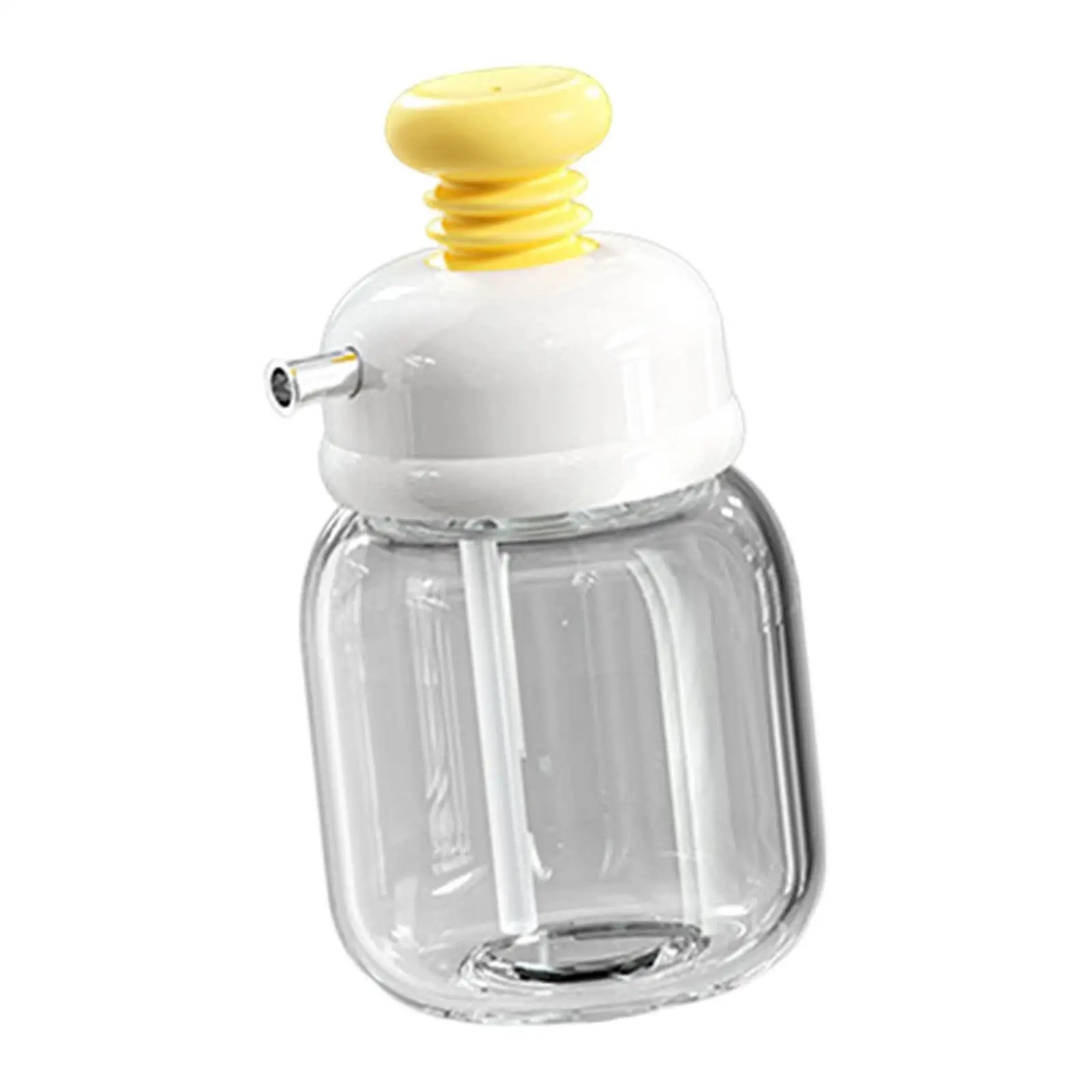 Oil Dispenser Press on Oil Jar 100 ml Press to Measure Washable Refillable Glass Jar for Roasting Barbecue Picnic Grilling