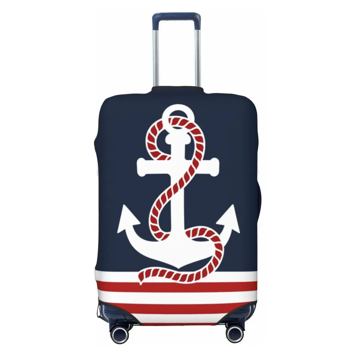 

Fashion Nautical Stripes And Red Anchor Luggage Cover Protector Elastic Sailing Sailor Travel Suitcase Covers