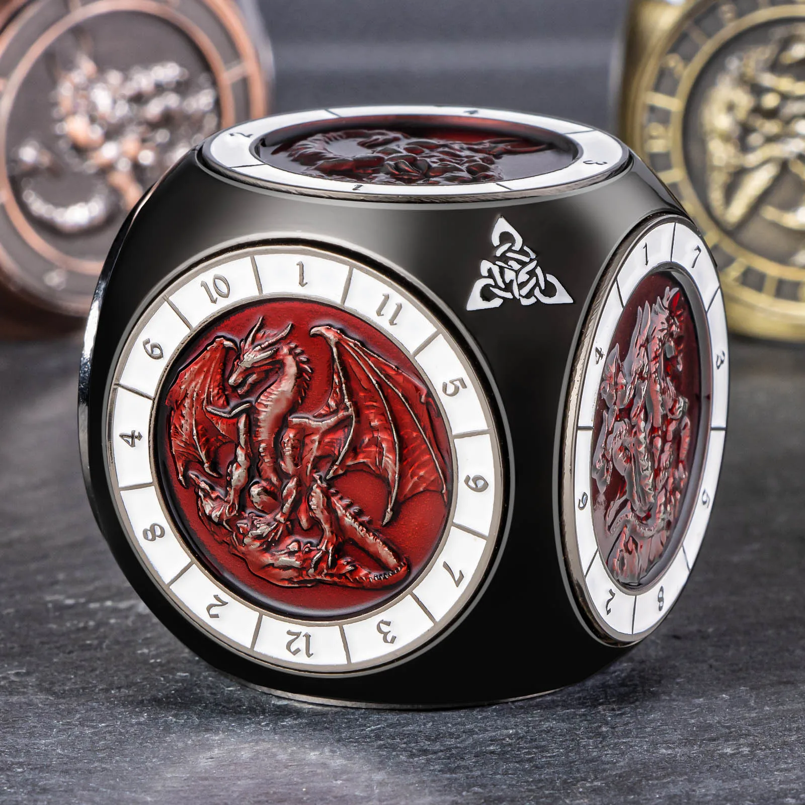 

7 in 1 Spinner DND Metal Dice 3D Relief D&D Polyhedral Dice for RPG Role Playing Gaming Dungeon and Dragon