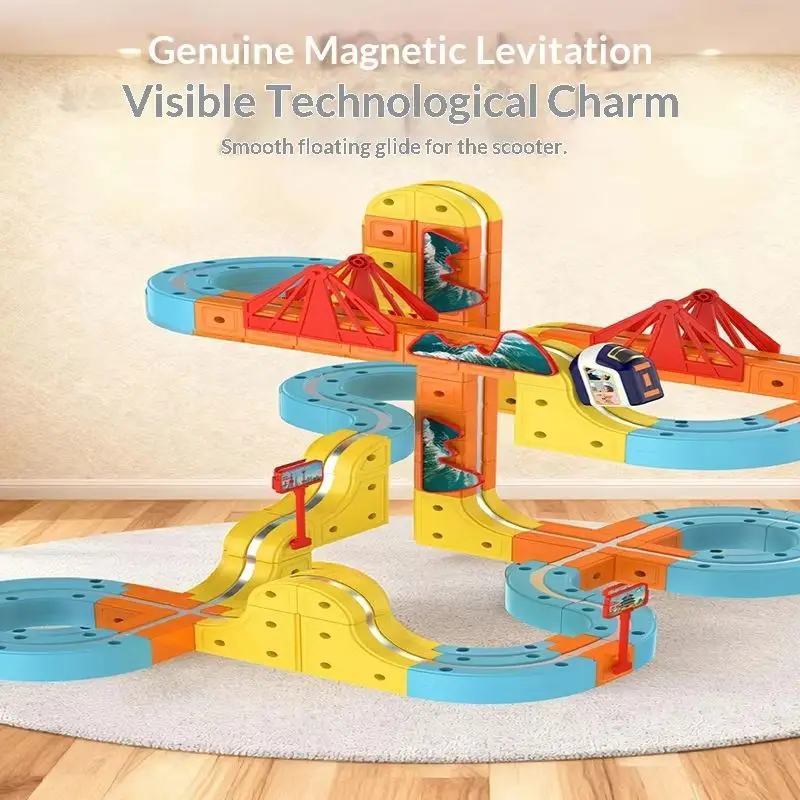 Beliebtes Spielzeug für Kinder, elektrisch, magnetisch, Hochgeschwindigkeits-Schienenzug, magischer hängender Schienenwürfel, männliches und weibliches magnetisches Montagespielzeug