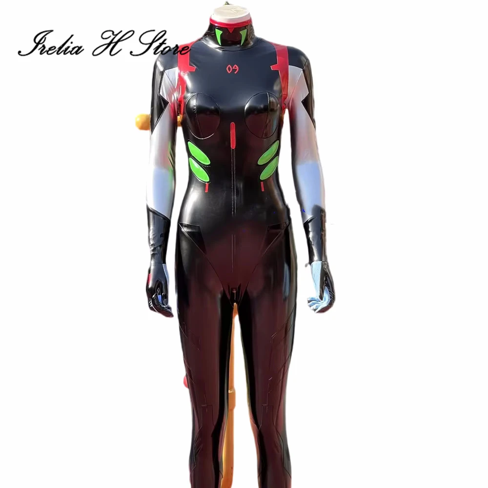 Irelia H Maßgeschneidertes Ayanami Rei Cosplay Kostüm Lederoverall Fahranzug Kampfanzug Schwarze Version Anime