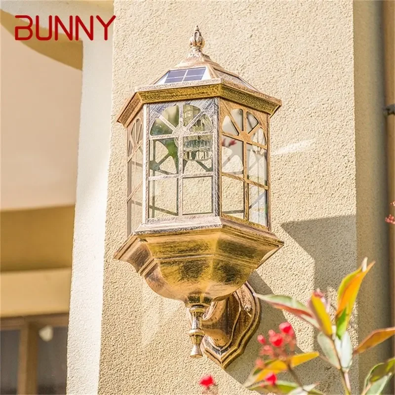 BUNNY Outdoor Solar Retro Wall Light LED Waterproof Classical Sconces Lamp for Home Porch Decoration