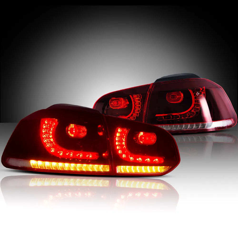 08-14 Golf MK6 Hatchback VLAND LED achterlichten E-Mark met oranje sequentiële knipperlichten achterlichten set van 2