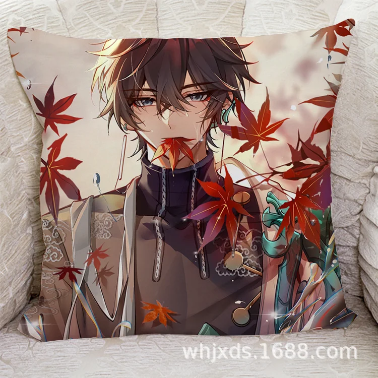 Anime Game Peripheral Dan Heng Imbibitor Lunae Pillow Double Sided Print Baby Velvet Cushion 60x60cm for Home Sofa Decor